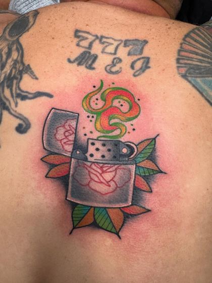 Color tattoo work by Chris Tate