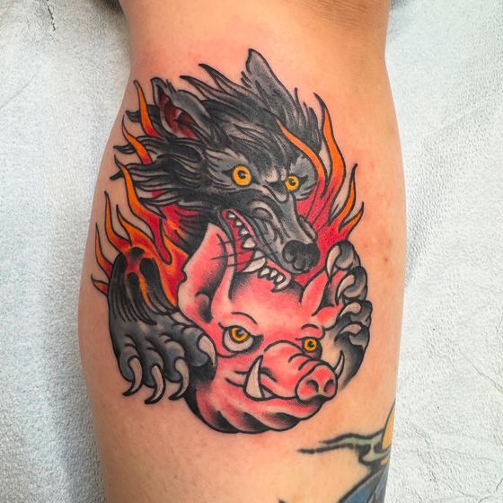 Color tattoo work by Chris Tate
