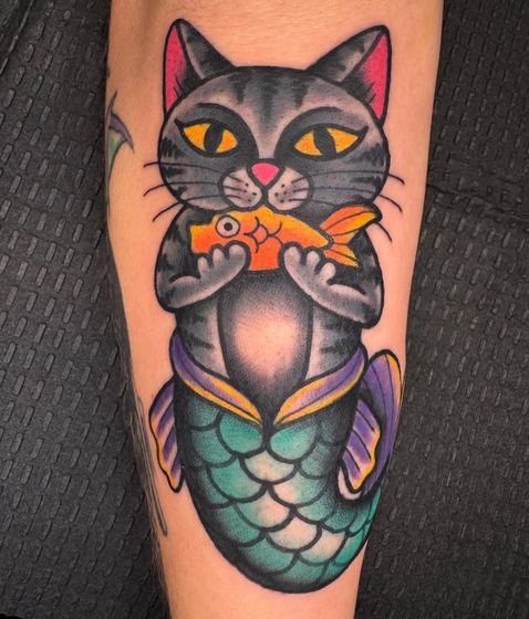Color tattoo work by Chris Tate