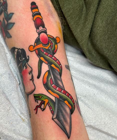 Color tattoo work by Chris Tate