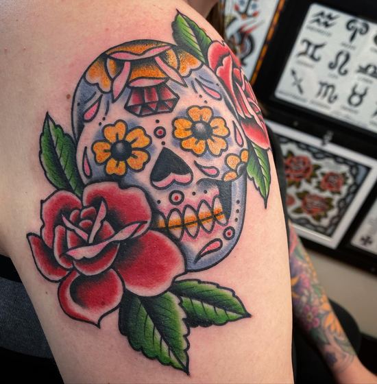 Color tattoo work by Chris Tate