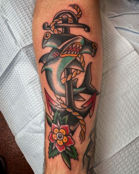 Color tattoo work by Chris Tate
