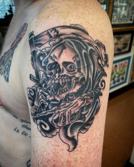 Black & Gray tattoo work by Chris Tate