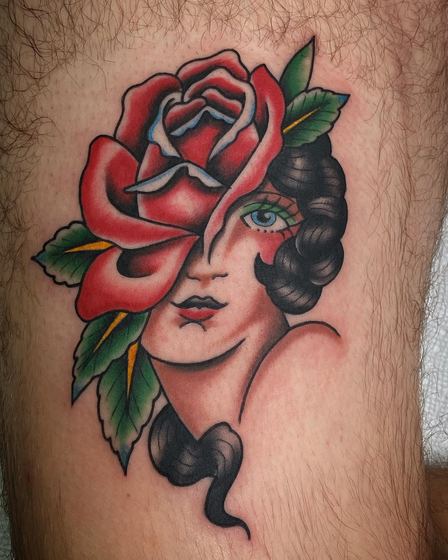 Color tattoo work by Chris Tate