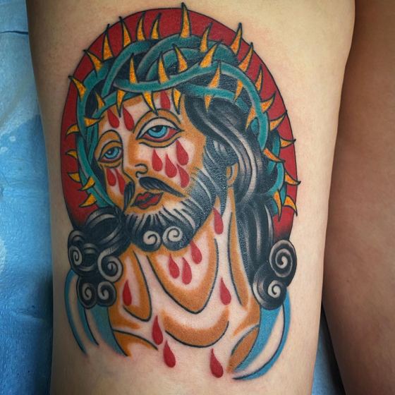 Color tattoo work by Chris Tate