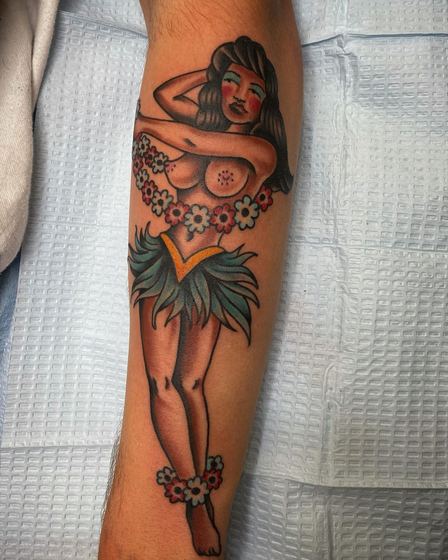 Color tattoo work by Chris Tate