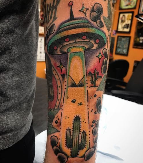 Color tattoo work by Chris Tate