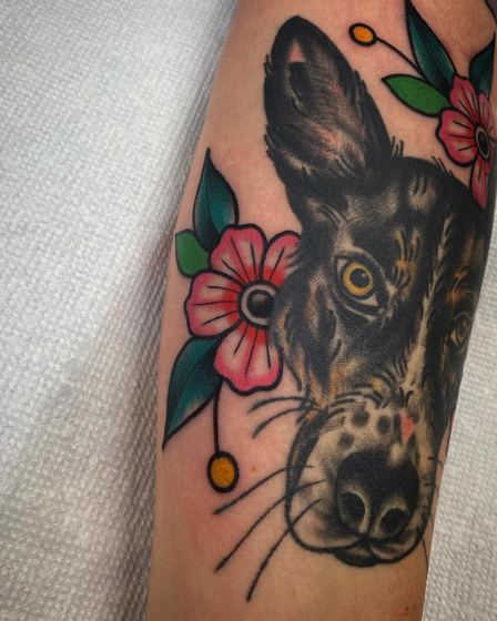 Color tattoo work by Chris Tate