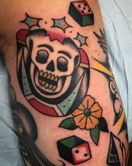 Color tattoo work by Chris Tate