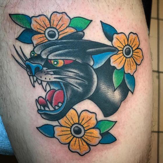 Color tattoo work by Chris Tate